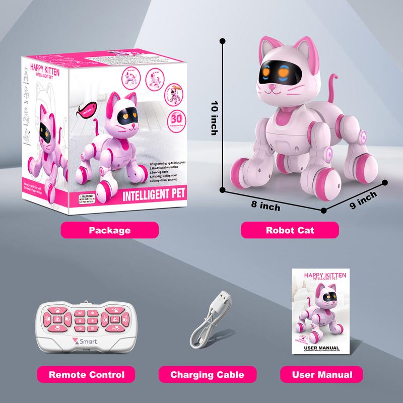 Christmas 2024 Gifts Robot Toy Cat for Kids:Remote Control Pet | Interactive Toys for Girls Birthday Gifts with Touch Sensing Gestures Interactive Touch Robot Dog Toy Rechargeable Smart