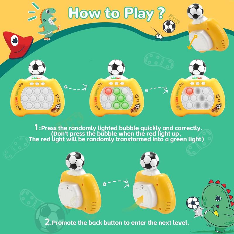 2024 NEW Quick Push Pop It Game,Up to 20 Game Modes , Pop it Game Light Up Fidget Toys Pro for Kids Adults, Fast Push Game, Quick Push Pop Game with 360° Rotate Soccer Ball, Birthday Gift