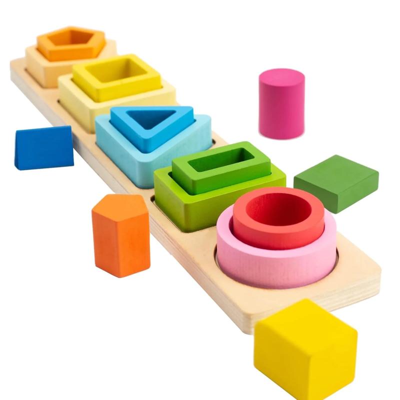 Montessori Toys Shape Sorting and Stacking Toy Fine Motor Skills, Learning Educational Toys for Kids