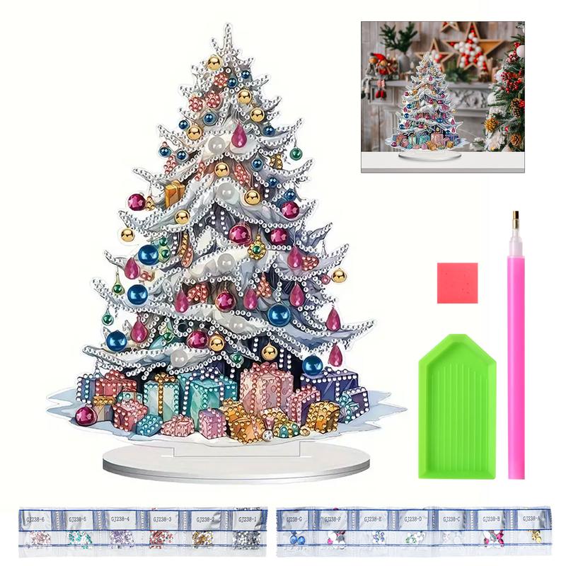 5D DIY Diamond Art Painting Kits - Christmas Tree Desktop Decoration,Colorful Diamond Art Acrylic Paint by Numbers,Christmas Gift,Home Decoration