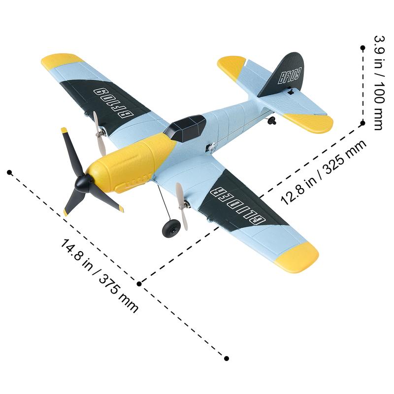 VEVOR RC Plane, 2.4GHZ 3 Channel Remote Control Airplane with 6-Axis Gyro Stabilizer, Ready to Fly Fighter Aircraft Plane Toy with 2 Batteries, Easy to Fly RC Glider for Adults Kids Beginners Boys Christmas gift