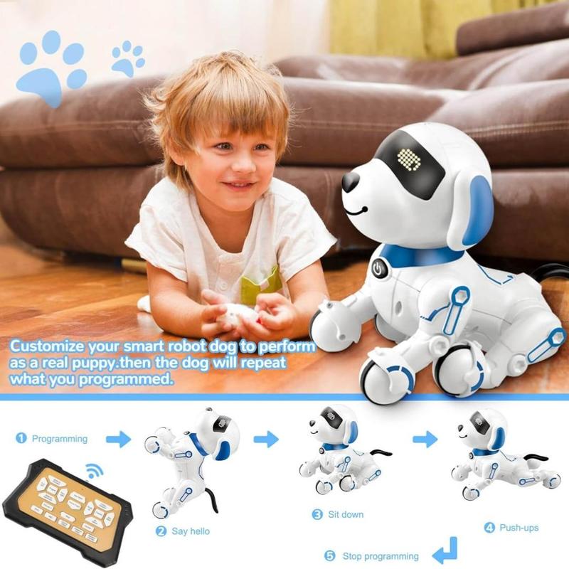 Interactive Remote Control Robot Dog Toy, RC Robot Dog Can Dance, Sing and Tell Stories Interactive Toy, Intelligent Enlightenment Robot Dog for Summer Gift