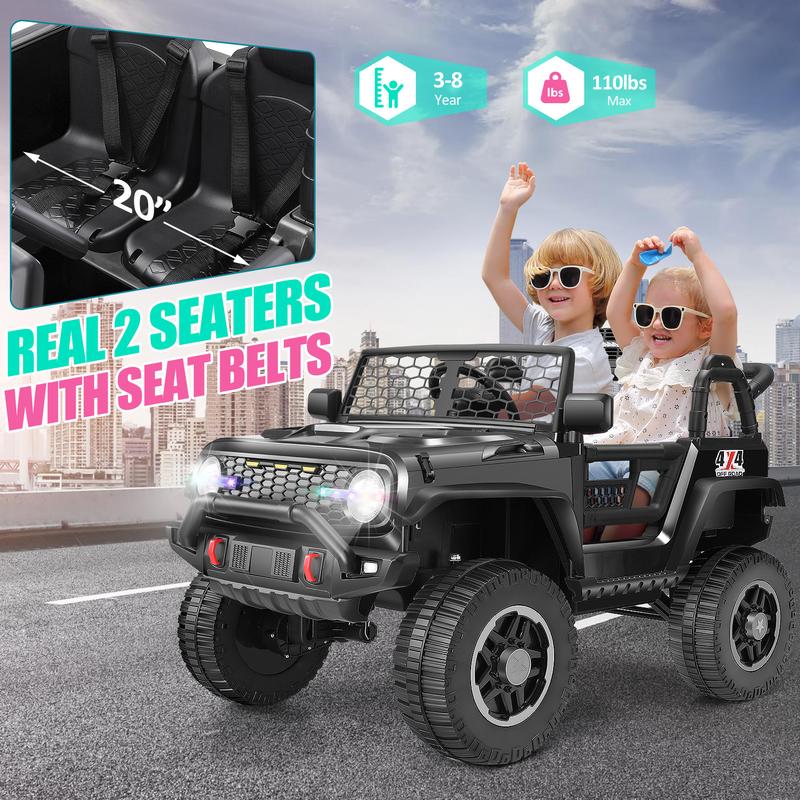 Hikole 24V Ride on Jeep, w Remote Control, 400W Power Electric SUV, Wide Seat for 2 Kids, Ride on Toys for Boys&Girls,  Colorful Lights