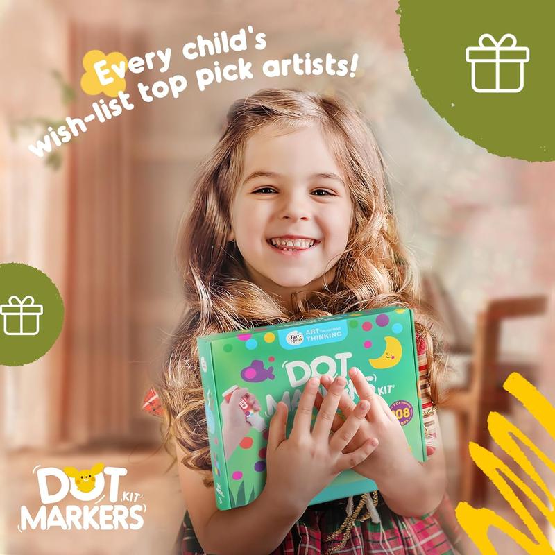 Jar Melo Dot Markers Kit,Dots Paints Craft Activity With 108 PDF & 10 Physical Activity Papers, Non-Toxic Bingo Daubers for Toddlers