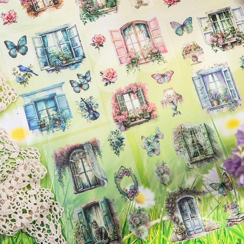 Garden & Flower Pattern Sticker Book, 20pcs Large Size Sticker Album, DIY Decorative Sticker for Scrapbooking & Journal Making