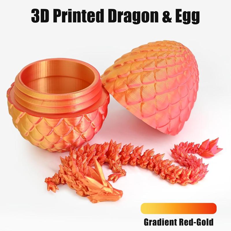 3D Printed Dragon with 3D Printed Dragon Eggs, Articulated 3D Dragon Toys, 3D Dragon Eggs with Dragon Inside, Crystal Dragon Blue Green