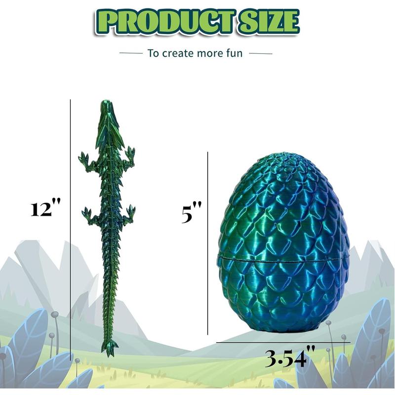 3D Printed Dragon Egg, 3D Printed Articulated Dragon with Dragon Inside, Crystal Dragon Fidget Toy Adults Fidget Toys Mystery Dragon Egg for Autism ADHD