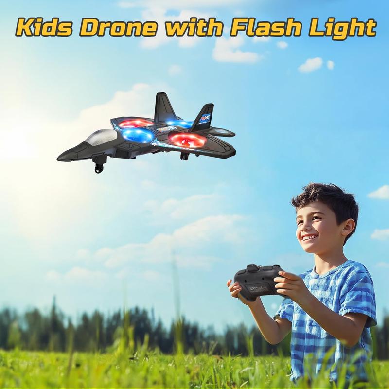 Form Drone RC Airplane for Kids and Beginners, Remote Control Plane Fighter Jet with Light, Auto Hovering, 360° Flip and 2 Batteries (15 Mins)