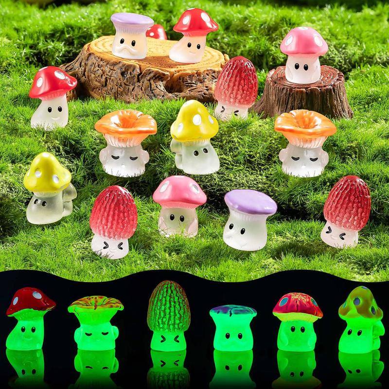 Mini Mushrooms DIY Toy, Cute Resin Tiny Mushrooms Statue Fake Miniature, Fairy Garden Terrarium Accessories, Decor Micro Landscape Craft, Specialty DIY Supplies, Christmas Gift