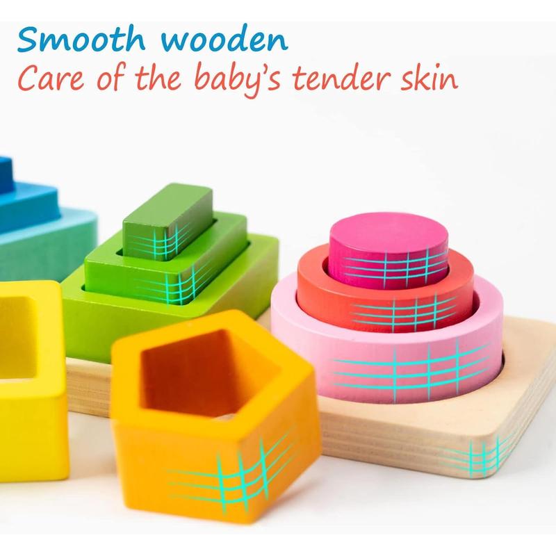 Montessori Toys Shape Sorting and Stacking Toy Fine Motor Skills, Learning Educational Toys for Kids