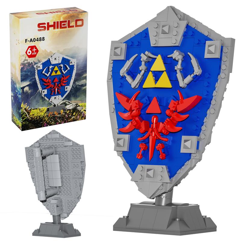 Building Block Set, Breath of The Wild Shield Toy with Handle and Base Building Blocks for Game Model Collectors Kids Ages 6+ Year Ol building bricks