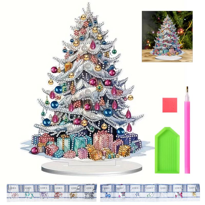 5D DIY Diamond Art Painting Kits - Christmas Tree Desktop Decoration,Colorful Diamond Art Acrylic Paint by Numbers,Christmas Gift,Home Decoration