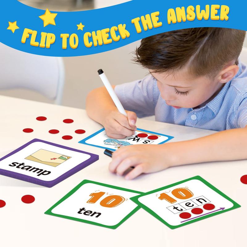 Elkonin Boxes Phonemic Awareness Phonics Games, Reading Spelling Sound homeschooling Manipulatives Sight Word Flash Cards