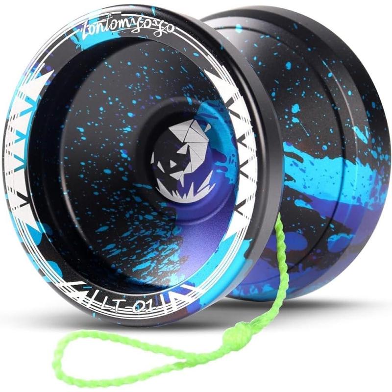 Unresponsive Yoyo LT-01 for Pros and Responsive Yoyos for s Beginners - Replaceable Responsive Bearings, Gloves, User Instructions and 5 yoyo Strings (Blue Black)