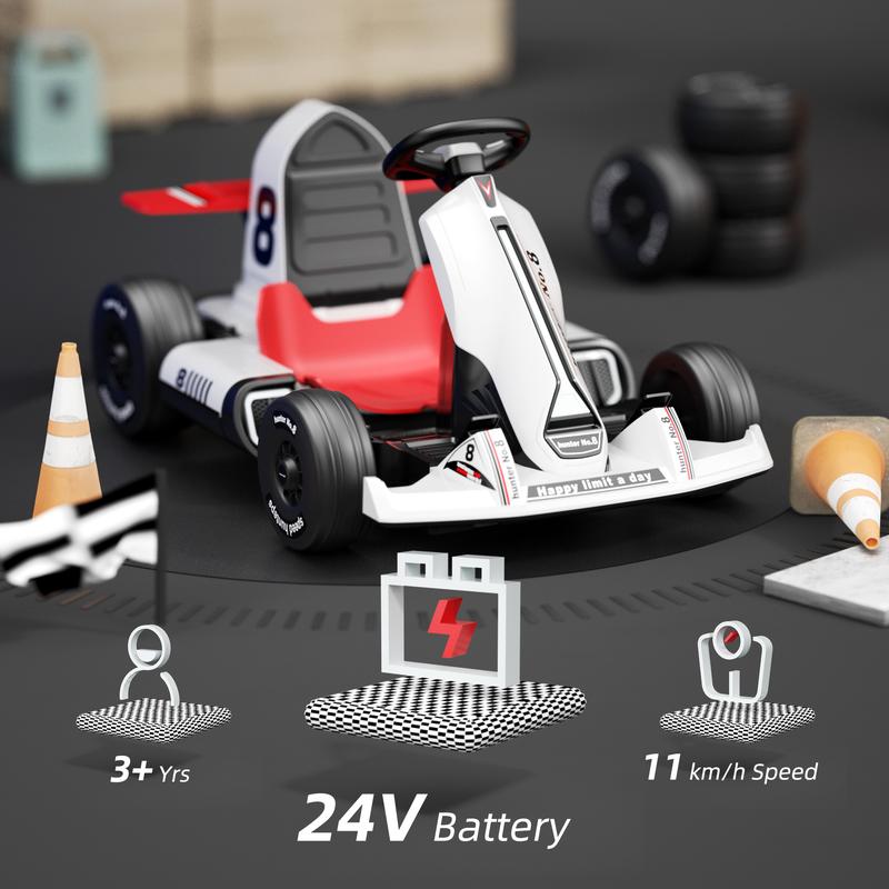 XJD 12V 24V  ElectricGo Kart for Kids Battery Powered Pedal Go Kart with Remote Control  LED Lights  USB Bluetooth