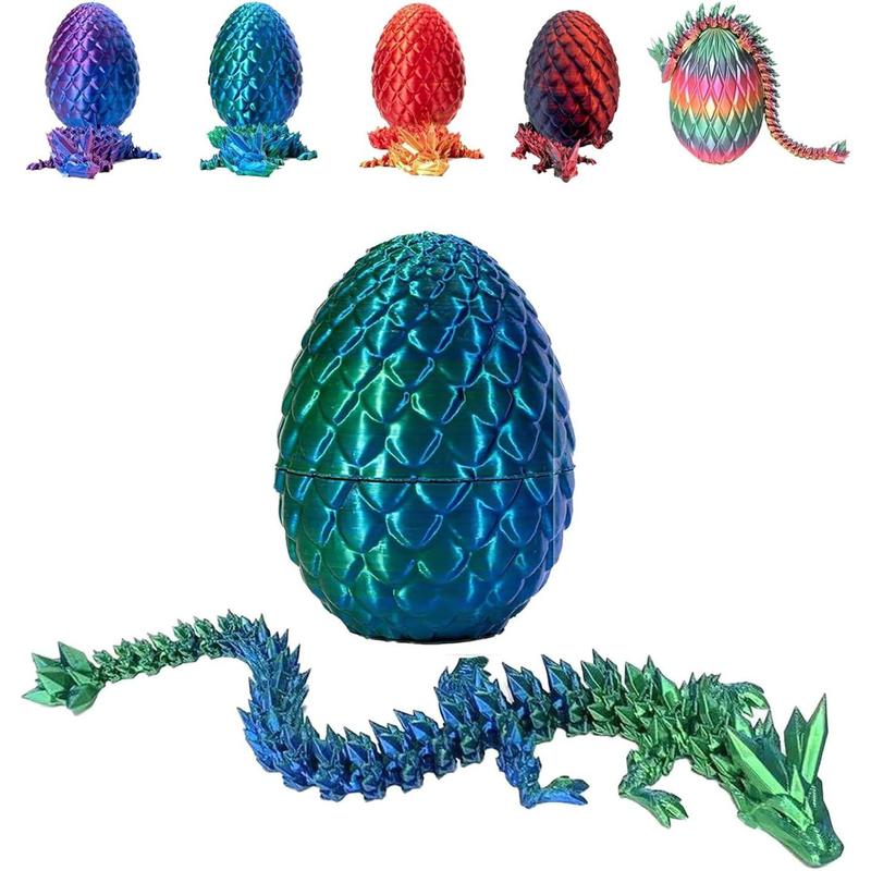 3D Printed Dragon Egg, 3D Printed Articulated Dragon with Dragon Inside, Crystal Dragon Fidget Toy Adults Fidget Toys Mystery Dragon Egg for Autism ADHD