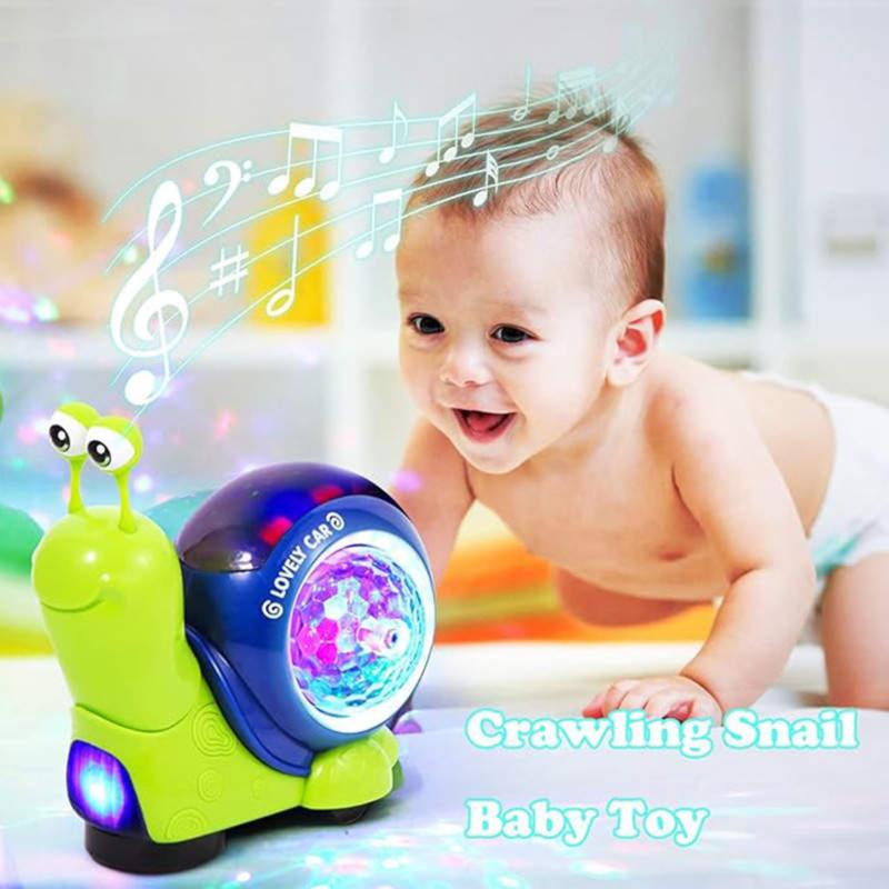 Electric Snail Toy Cute Electronic Animal Crawling Toy, Crawl Snail Design Toys, Toys with Built-in LED Light, Interactive Learning Toy