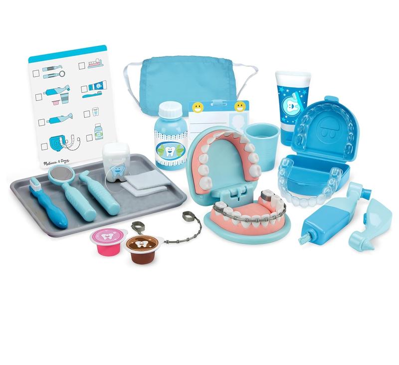 [ACT NOW – XMAS 51%] Melissa & Doug Super Smile Dentist Kit With Pretend Play Set of Teeth And Dental Accessories (25 Toy Pieces) - Pretend Dentist Play Set