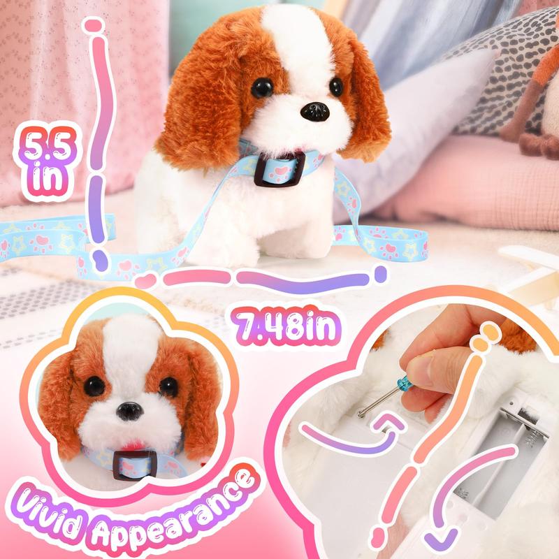 Plush Toys Puppy Electronic Toy Dogs That Walk and Bark,Tail Wagging Fake Dog Interactive Dog Toy with Leash,Easter Christmas Birthday Gift