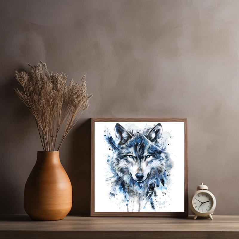 Wolf Pattern Artificial Diamond Art Painting Kit, DIY Rhinestone Embroidery Set, DIY Decor Painting for Home Wall Decor