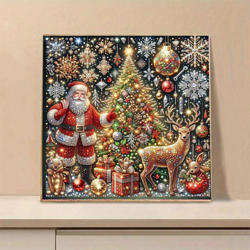 Santa Claus & Christmas Tree & Deer Pattern DIY Diamond Arts Colorful Painting Kit without Frame, 1 Set DIY 5D Diamond Art Colorful Painting for Home Wall Decor