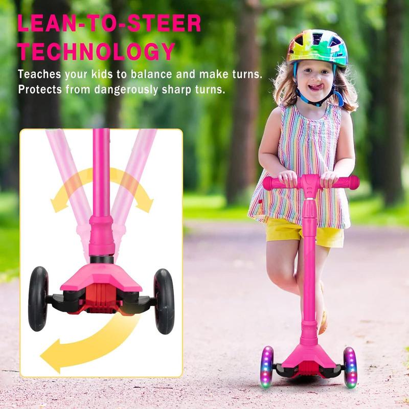 Scooters for Kids Age 3-5, Kick Scooter for Boys Girls Toddlers, 4 Adjustable Height, AEBC-9 Bearing, 3 Light Up Wheels, Outdoor Activities for Children from 3 to 12 Years Old