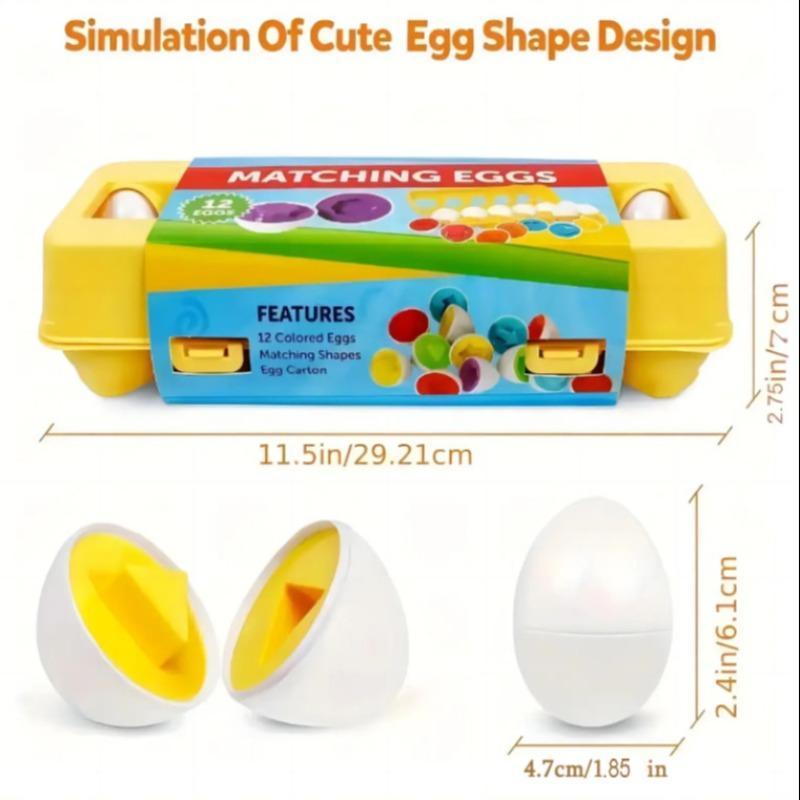 Christmas Matching Eggs Toy (1 Set), Color Shape Recogition Sorter Puzzle, Educational Fine Motor Skill Montessori Gift for Kids