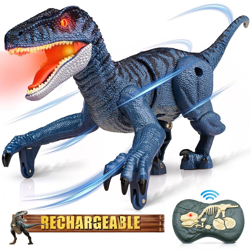 RC Dinosaur Toys  for Kids, Electronic Remote Control Dinosaur Walking Robot Toy with Light & Realistic Roaring Sound Velociraptor