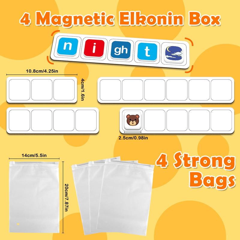 Aizweb Magnetic Letters, Phonics Games Letter Tiles Alphabet Magnets Learn to Read Spelling Phonemic Manipulative Elkonin Box Classroom