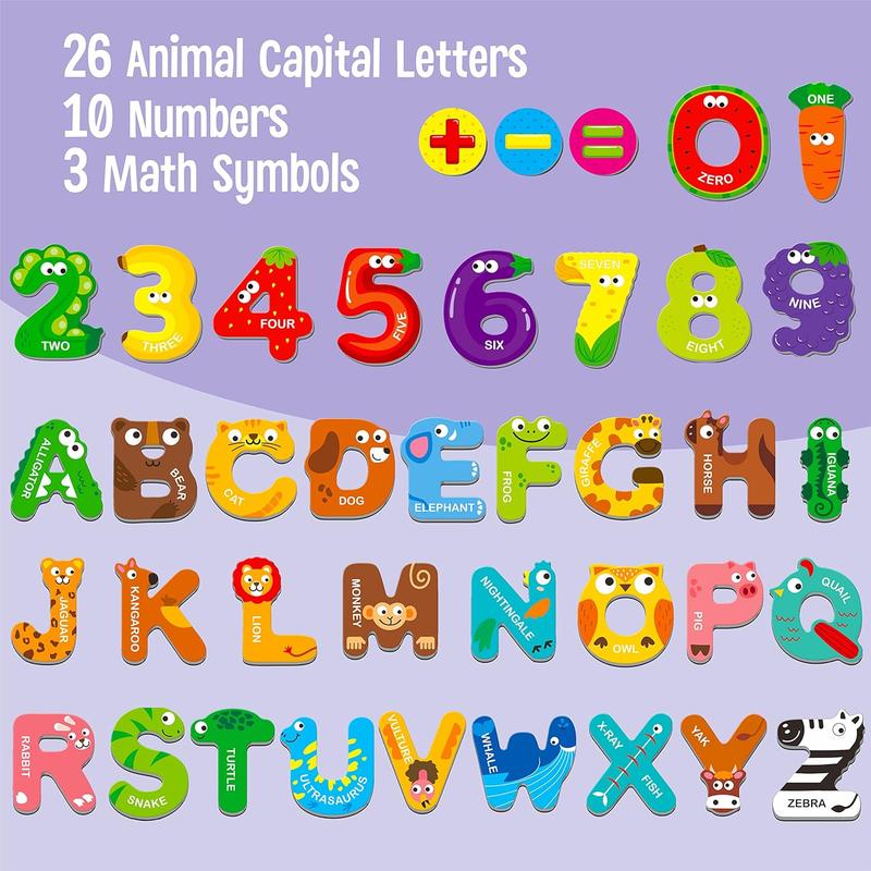 Large Size Magnetic Letters, Cute Animal Alphabet ABC Magnets for Refrigerator Colorful Uppercase Animal Toy Set Spelling Learning Games for Boys Girls Learning Toys