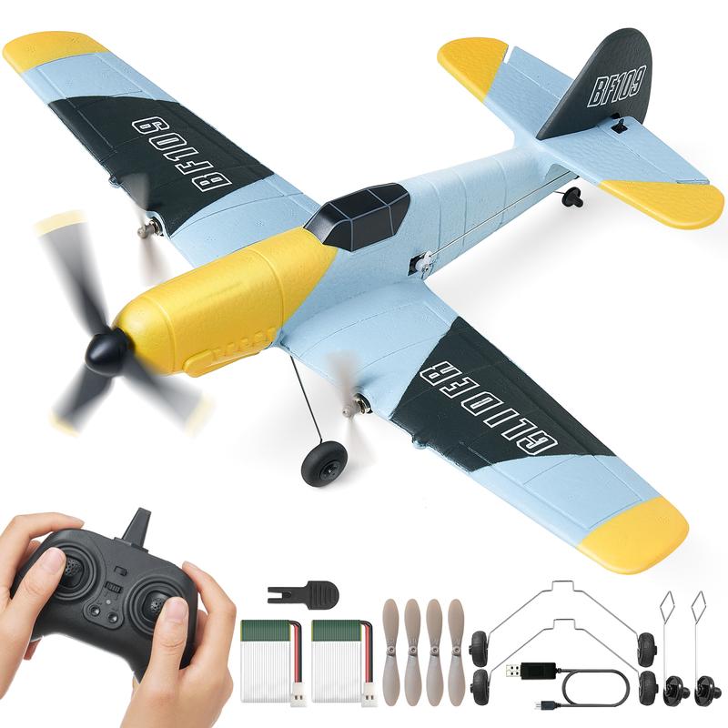 VEVOR RC Plane, 2.4GHZ 3 Channel Remote Control Airplane with 6-Axis Gyro Stabilizer, Ready to Fly Fighter Aircraft Plane Toy with 2 Batteries, Easy to Fly RC Glider for Adults Kids Beginners Boys Christmas gift