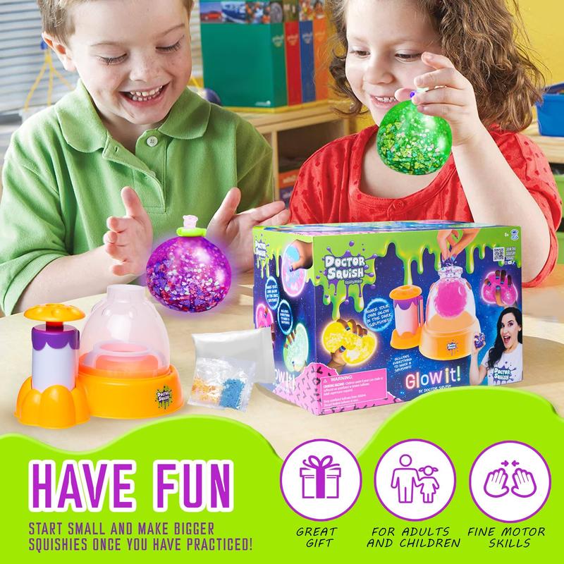 Doctor Squish- Squishy Maker Station Neon - Glow in The Dark Squishies - Decorate with Glow in The Dark Sparkles, Glow in The Dark Slime Powder & Squishies, Just Add Water to Make Your Own Slime