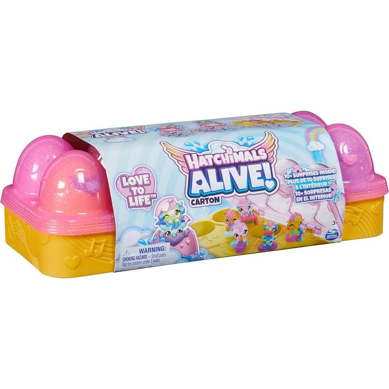 Hatchimals Alive, Pink & Yellow Egg Carton Toy with 6 Mini Figures in Self-Hatching Eggs, 11 Accessories, for Girls & Boys Ages 3+