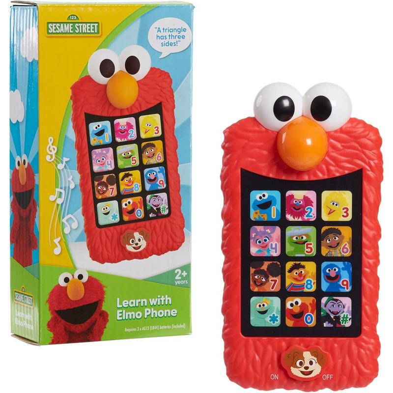 SESAME STREET Learn with Elmo Pretend Play Phone, Learning and Education, Officially Licensed Kids Toys for Ages 2 Up by Just Play