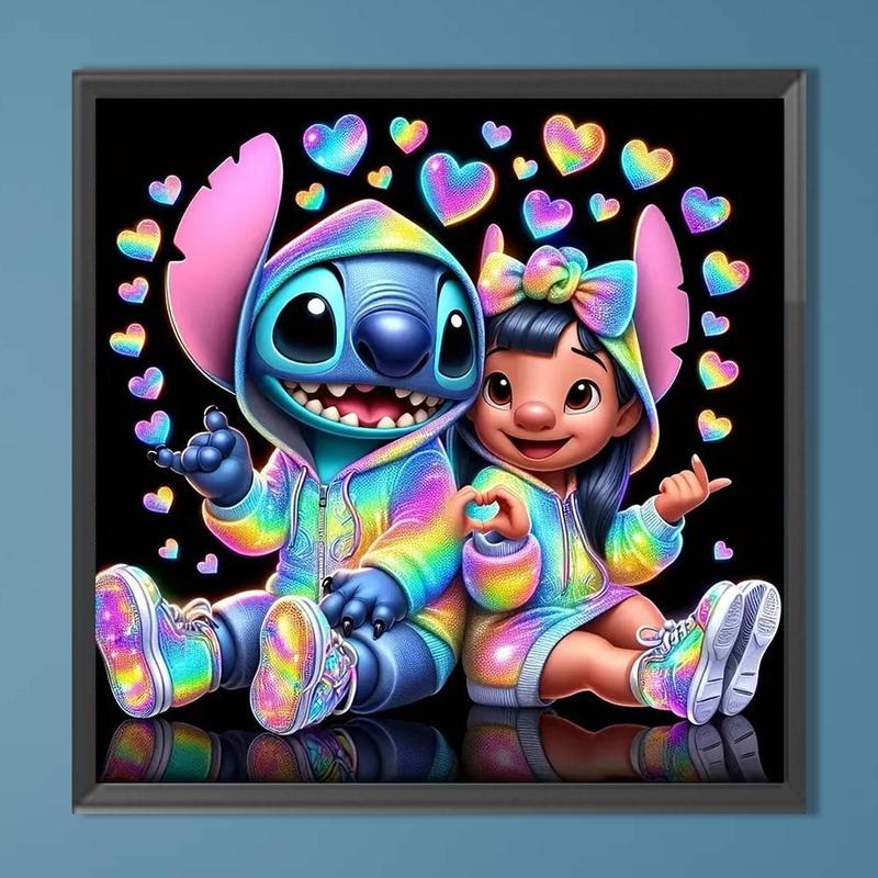 Cartoon Stitch Pattern DIY Diamond Arts Colorful Painting Kit without Frame, DIY 5D Diamond Arts Painting Kit, Wall Art Decor for Home, Christmas Gift