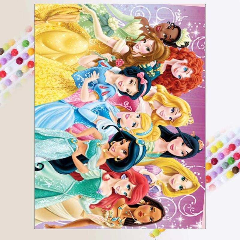 Cartoon Princess Pattern DIY Diamond Art Painting Without Frame, DIY 5D Diamond Arts Painting Kit, Wall Art Decor For Home Living Room Bedroom