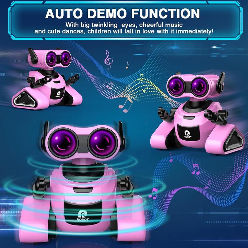 Remote Control Robot Toys with 3D Stickers for 3-5, Christmas Gift for Kids with Music and 4 Color LED Eyes, Singing, Dancing, Birthday for Boys Girls Aged 3 4 5 6 7 Year Old