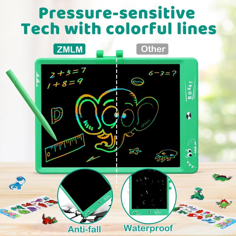 ZMLM LCD Writing Tablet Doodle Board: 10 Inch Boys Girls Toy for Age 3-12 Gift | Erasable 120,000+, Drawing, Counting, Spelling Learning Board for Birthday Valentines Day Gifts, Green Dinosaurs