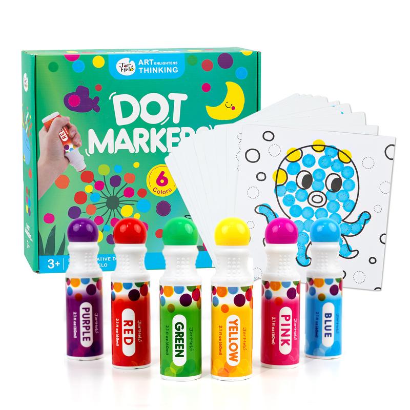 Jar Melo Dot Markers Kit,Dots Paints Craft Activity With 108 PDF & 10 Physical Activity Papers, Non-Toxic Bingo Daubers for Toddlers