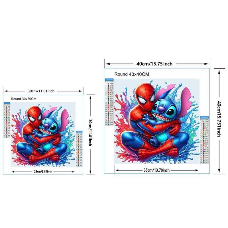 Spider-man & Stitch Pattern DIY Diamond Arts Colorful Painting Kit, 5D Round Diamond Arts Colorful Painting for Home Bedroom Wall Decor