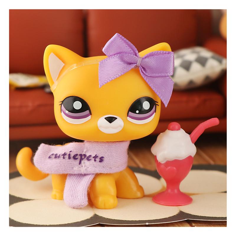 minilpsshop miniature shorthair cat crouching cat wolfcat kitten figures pet with accessories kids xmas gift