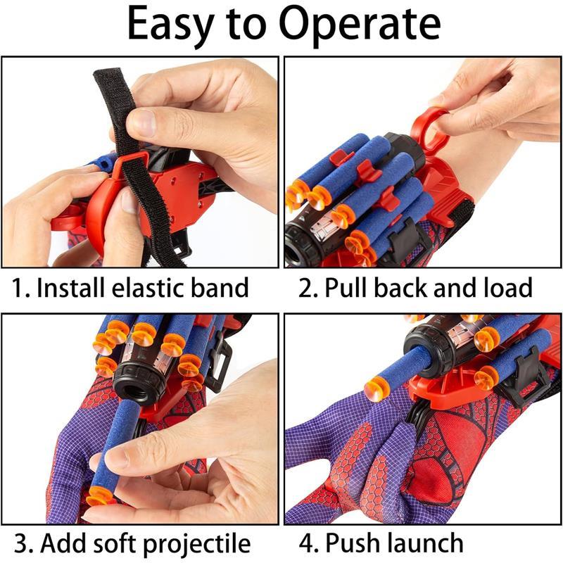 Spider Gloves Man Web Shooter Toy Set for Kids with Wrist and Launcher