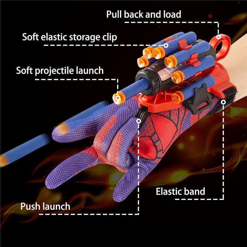 Spider Gloves Man Web Shooter Toy Set for Kids with Wrist and Launcher