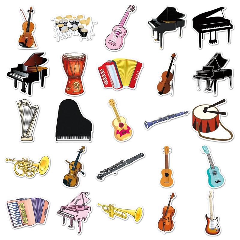 Music Instrument Pattern Phone Stickers, Creative Phone Decorative Sticker, DIY Decals for Phone Case, Laptop, Phone, Scrapbooking, Journal Making