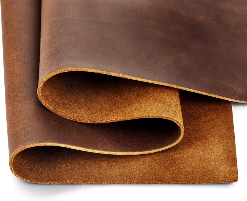 Tooling Leather Square 1.8-2.0MM Thick Genuine Top Full Grain Oil Tan Crazy Horse Cowhide Leather Sheets for Crafts Tooling Sewing Wallet Earring Hobby (Dark Brown, 8