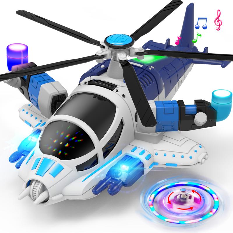 Geyiie Kids Play Helicopter Toys for Boys, Airplane with Lights and Sounds, 360°Freedom and Auto-Steering, Gifts for Toddler Birthday Party Favors