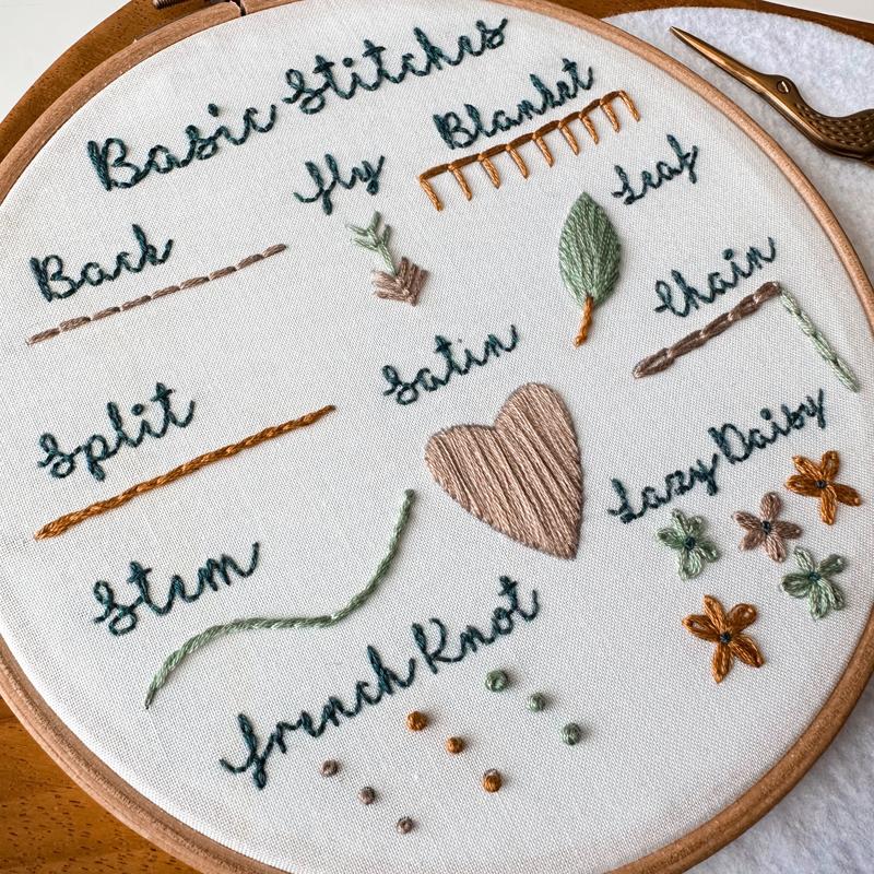 Beginner Stitch Sampler DIY Embroidery Kit for Beginners