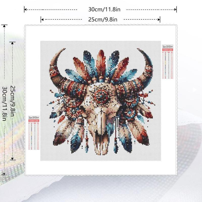 Cow Skull Pattern DIY Diamond Arts Colorful Painting Kit without Frame, DIY Decorative Art Picture for Beginner, Wall Art Decor for Home Living Room Bedroom